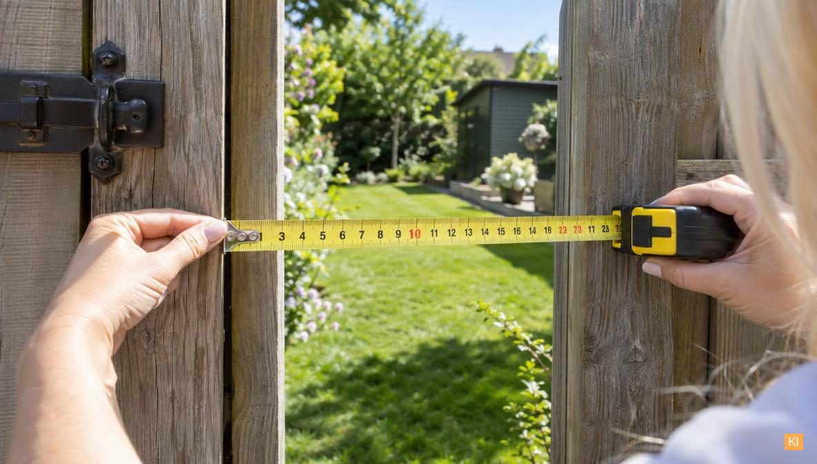 Durchgangsbreite messen mit Maßband – Gartentor prüfen für Mähroboter